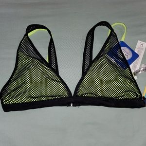 New Fabletics Neon Yellow and Mesh Bikini Top